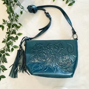 Patricia Nash Medium Voletta Rose Tooled leather Crossbody Bag